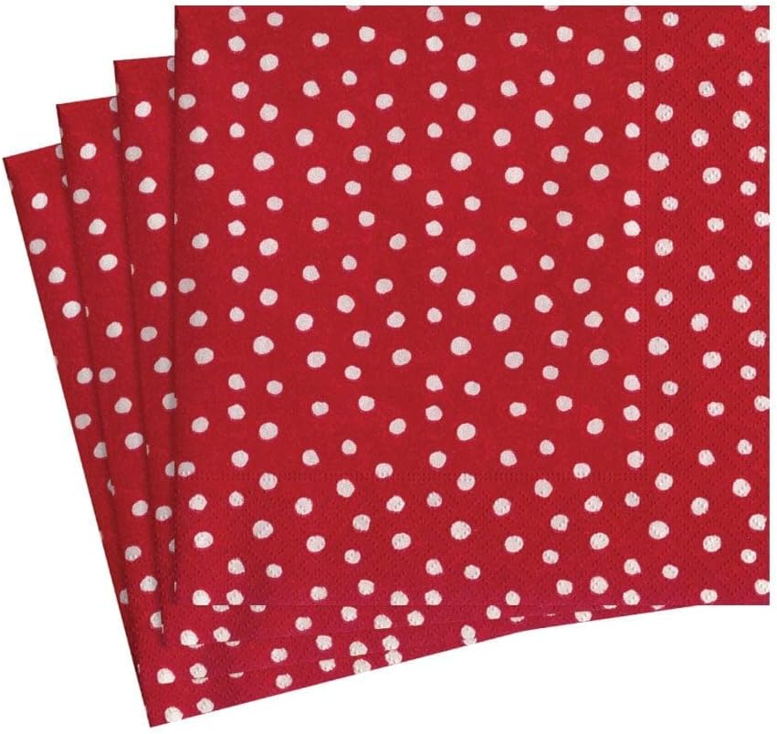 Caspari Small Dots Paper Luncheon Napkins in Red - 20 Per Package