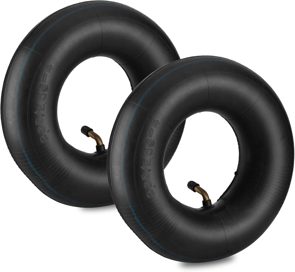 2.80/2.50-4 Inner Tube 2.80-4 2.50-4 Replacement Tire Tubes with Bent Valve Stem for Wheelbarrows, Scooters, Hand Trucks, Lawn Mowers, Dollies - 2 Pack