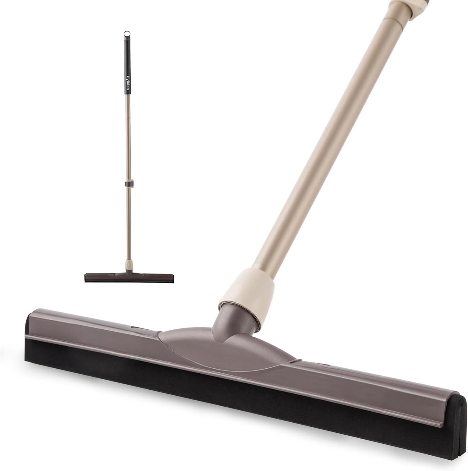 Eyliden Floor Squeegee for Water Removal, 17" EVA Dual-Layer Blade Dries Floors in One Pass, Long Handle, Scratch-Free Water Sweeper for Kitchen, Bathroom, Tile & Hardwood Floors