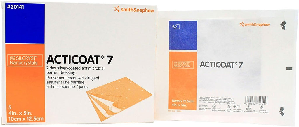 Smith and Nephew 20141 Acticoat 7 Antimicrobial Dressing 4" x 5" - Box of 5