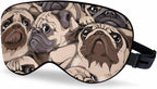 Many Pugs Portrait Sleep Eye Mask Composition Sepia Art Style Men Women Sleep Mask with Adjustable Strap Eye Cover Eye Shade for Travel, Nap,Meditation