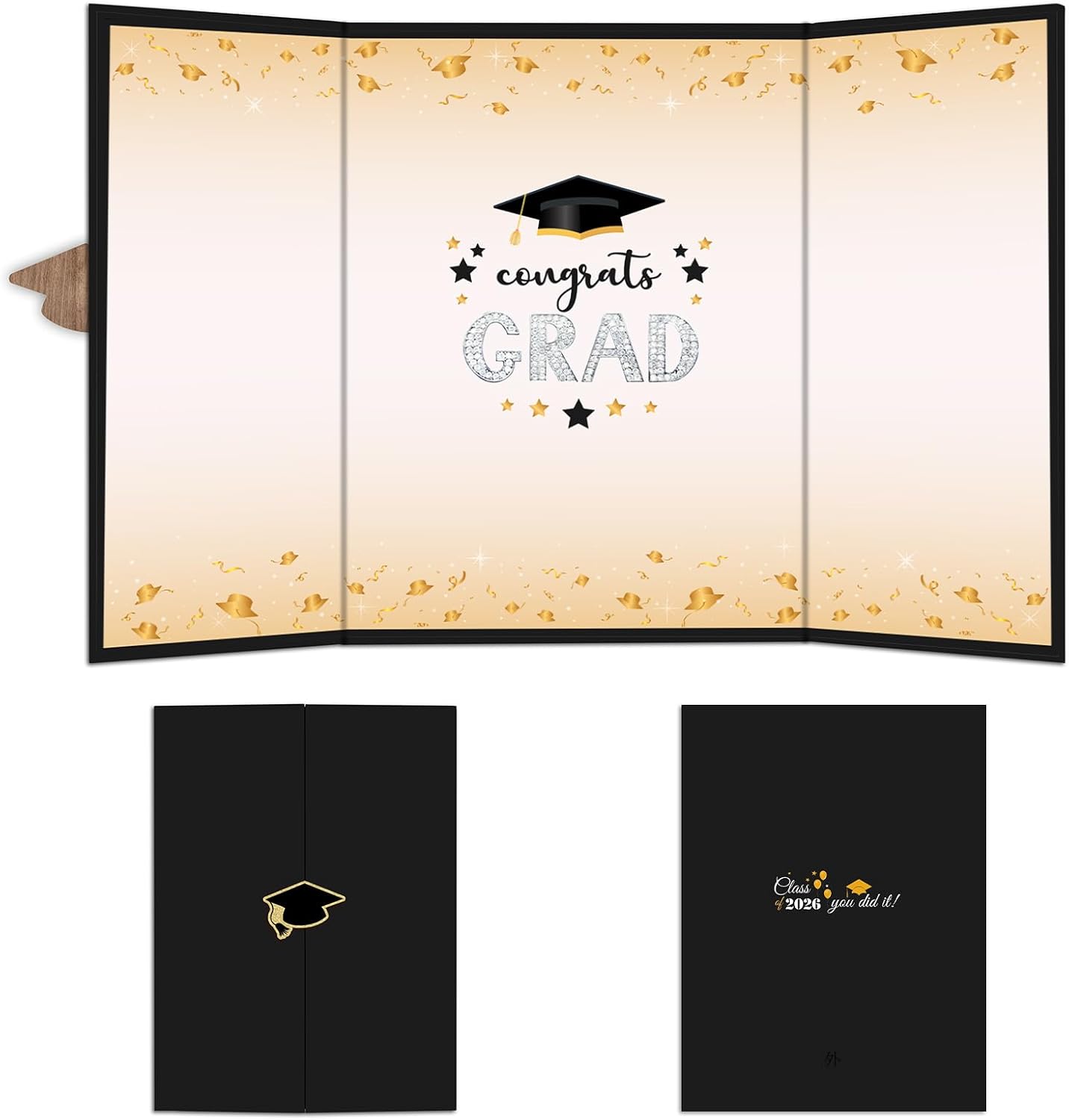Black Graduation Signature Board - Class Of 2026 You Did It - 18"X12" Grad Guest Book Alternative For College & High School Students, Congrats Graduate Gift, Party Supplies & Decorations - A06
