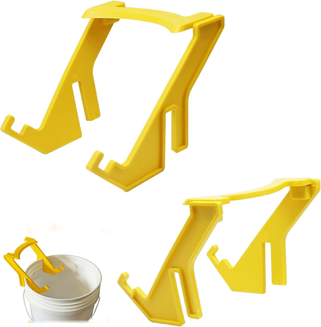 2 Pcs Bee Honey Bucket Rack, Removable Plastic Honey Bucket Stand, Honey Uncapping Tank Holder Pouring Rack Extractor Equipment, Portable Beekeeping Beekeepers Tool (Yellow)