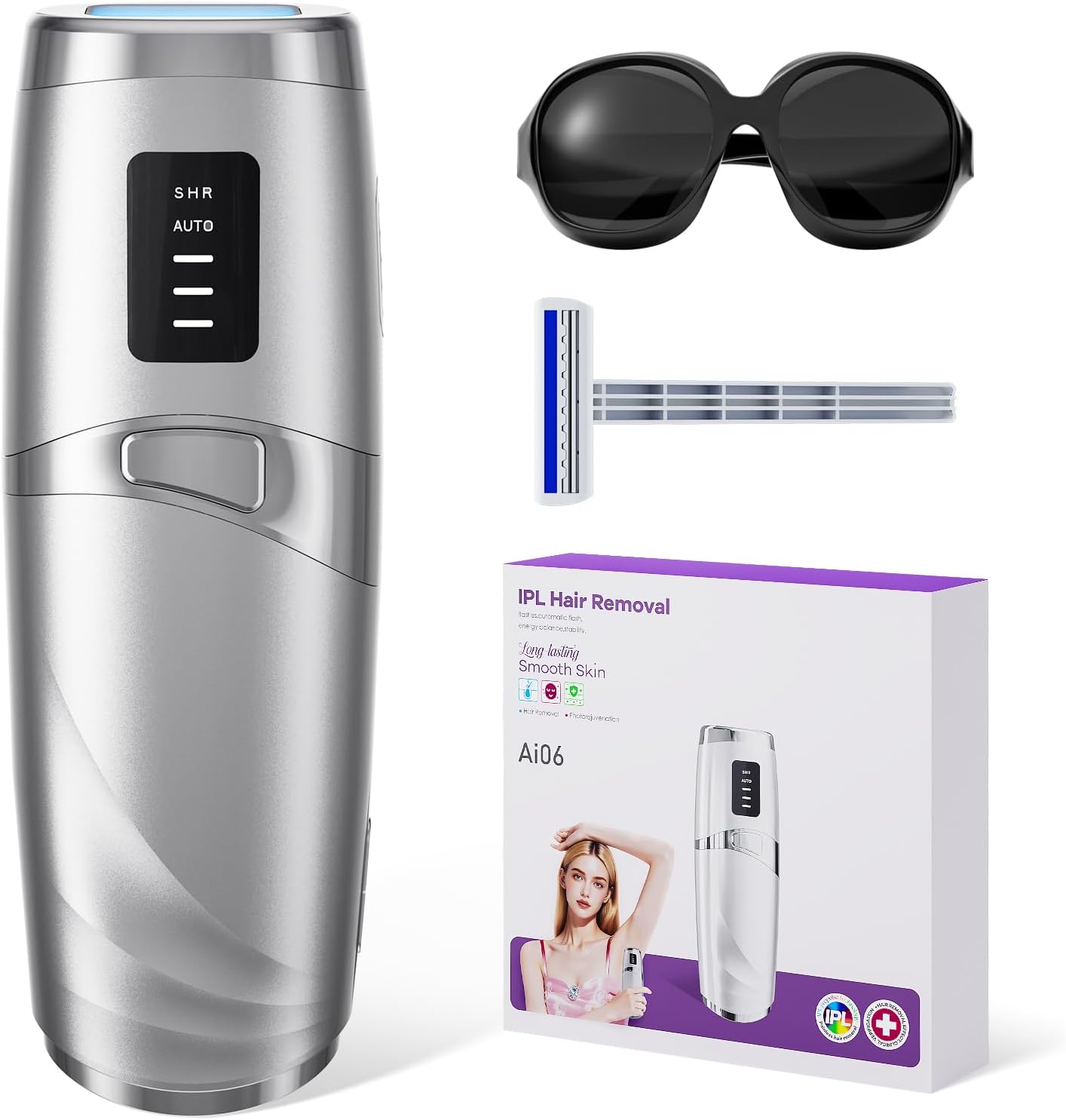 Laser Hair Removal LIJAI IPL Hair Removal Device for Women & Men, 999,999 Flashes Painless Long-Lasting Results, at Home Hair Removal in 8mins for Armpits Legs Arms Bikini Line, Silver