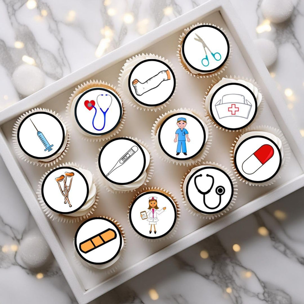 48 Nurse Edible Cupcake Toppers, Hospital Cake Decorations, Doctor Graduation Decorations, Nurse Graduation Decorations, Nurse Party Decorations, Nursing School, 48 x 1.18 Inch 3cm Uncut