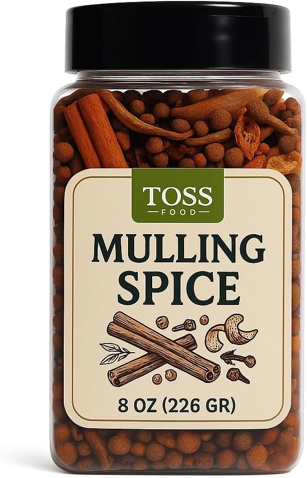 TOSS Mulling Spice Blend – 8 oz Jar | Cinnamon, Cloves, Allspice, Orange Peel & More | Perfect for Mulled Wine, Hot Cider, Tea & Holiday Beverages