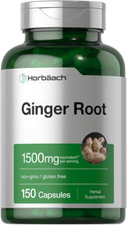 Horbäach Ginger Root Extract Supplement | 150 Capsules | Traditional Herbal Formula | Non-GMO & Gluten Free