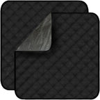 Waterproof Chair Pads for Incontinence 2Pcs Resuable Washable Seat Protector Pads for Incontinence for Senior Toddlers 22"X21" Black