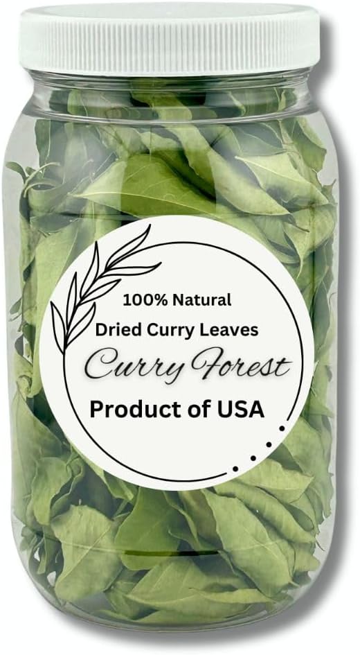 CurryForest Premium Dried Curry Leaves-100% Natural, Pesticide-Free Whole Leaves, USA Grown, Air Dried-10-15 g