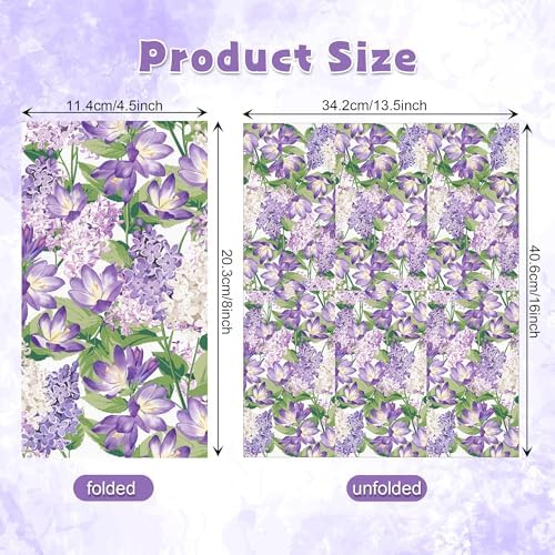 40Pcs Lilac Guest Napkins, Purple Floral Disposable Paper Napkins with Violet Bellflowers & Lilac Blossom Patterns, 4.5x8 Inch for Wedding, Bridal Shower, Afternoon Tea, Bathroom, Garden Party