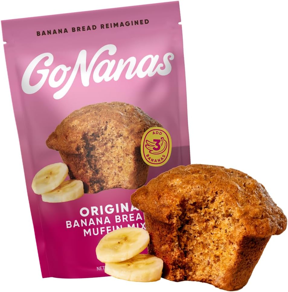 GoNanas Original Oat Flour Banana Bread Mix, Suitable for Plant Based Vegan Diets, Gluten Free Dairy Free Snacks, Healthy Snacks For Adults, Muffin Mix, Nut Free, Cupcakes Dessert, NON-GMO, 1pk