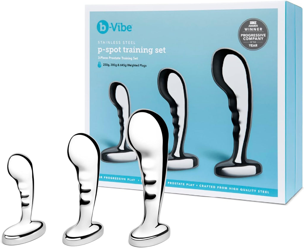 b-Vibe Stainless Steel Anal Beads Prostate Massager Anal Plug Toy, Sex Toys for Adults (3-Pc)