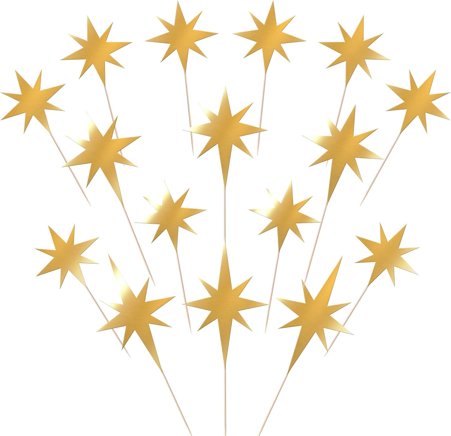 Rsstarxi 30 Pack Star Cupcake Toppers Assembled Sparkle Twinkle Star Cupcake Toothpicks for Baby Shower Wedding Engagement Bridal Shower Birthday Party Cake Decorations Gold