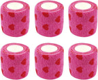 GSHLLO 6 Rolls 5cm x 4.5m Breathable Heart Bandages Cute Self Adhesive Bandages Sport Cohesive Bandage Wrap Elastic Athletic Tape Stretch Sticky Bandage Rolls for Wrist Ankle