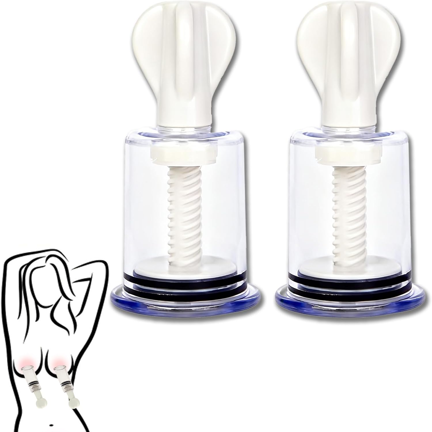 Adjustable Nipple Suction Cups Twist Nipple Suckers Set Nipple Pressure Toy for Women Enhanced Sensitivity Pussy Clit Clitoris Breast Sucking Cup Device Kinky for Couple Bedroom Play Beginners 2 Pcs