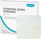 Dimora Hydrogel Burn and Wound Dressing 4" x 4" - Hydrogel Nipple Pads Instant Cooling Relief for Minor Burns & Wounds, Soothing Moist Burn Pads for 1st-2nd Degree Burns, Cuts, Abrasions, (10 Count)