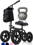 Vive Mobility All Terrain Knee Scooter Walker for Foot Injuries - Adult Broken Leg Crutch Cart Roller for Surgery, Broken Foot, Ankle Injury - Kneeling Rolling Steerable Seated Wheel Scooter Aid