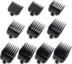 Clipper Guards Set Compatible with Wahl Clippers (Not for All Models), Clipper Guides Replacement - 1/16" to 1", 10 Piece Set, Black Color