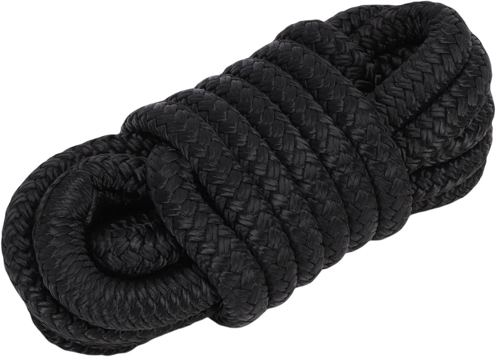 Keenso Dock Line, Double Nylon 3/8 Inch X 15ft Marine Grade Boat Rope with 12in Eyelet, for Boats up to 35ft in Lakes Rivers Marinas (Black)