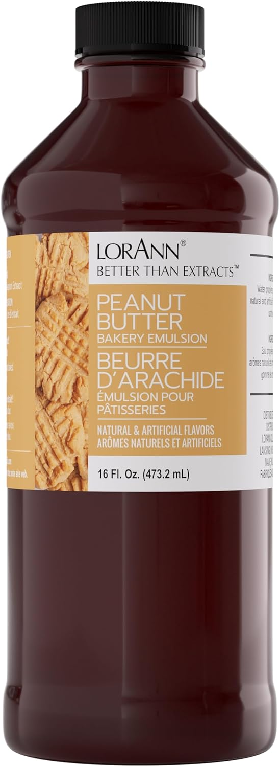Lorann Oils Peanut Butter Bakery Emulsion: Realistic Peanut Butter Flavor Without Nuts, Perfect for Elevating Peanut Butter notes in Baked Goods, Gluten-Free, Keto-Friendly, 16 Oz
