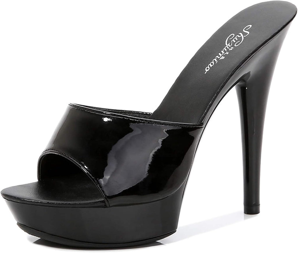 YIYA High Heeled Mules for Women Open Toe Stilettos Sandals Summer Platform High Heels Slides Dress Party Backless Shoes