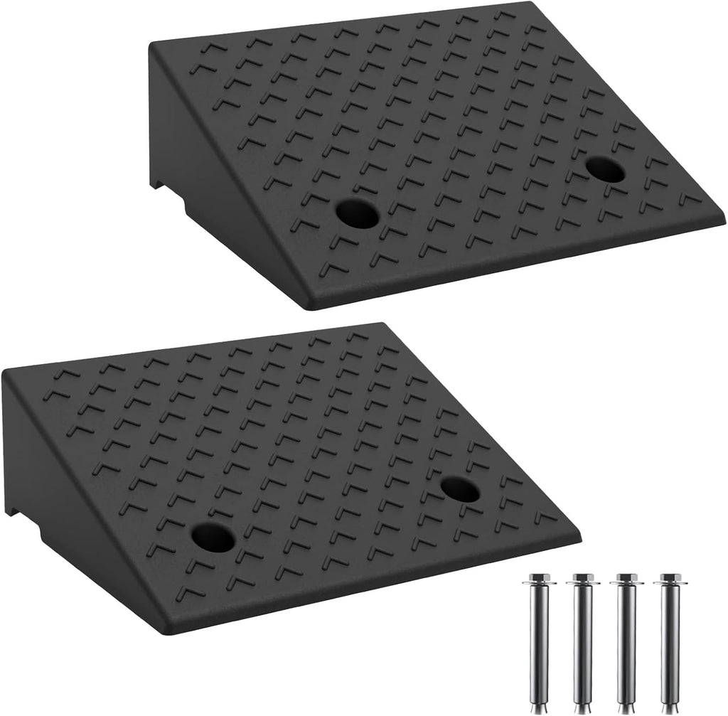 Heavy Duty Rubber Curb Ramp,2 PC 6.3" Rise Height,3 Tons(6600 LB) Capacity,Sidewalk Threshold Driveway Curb,Slope Ramps for Dock Bike Vehicle Wheelchair Warehouse Motorcycle (6.3 inch Height)