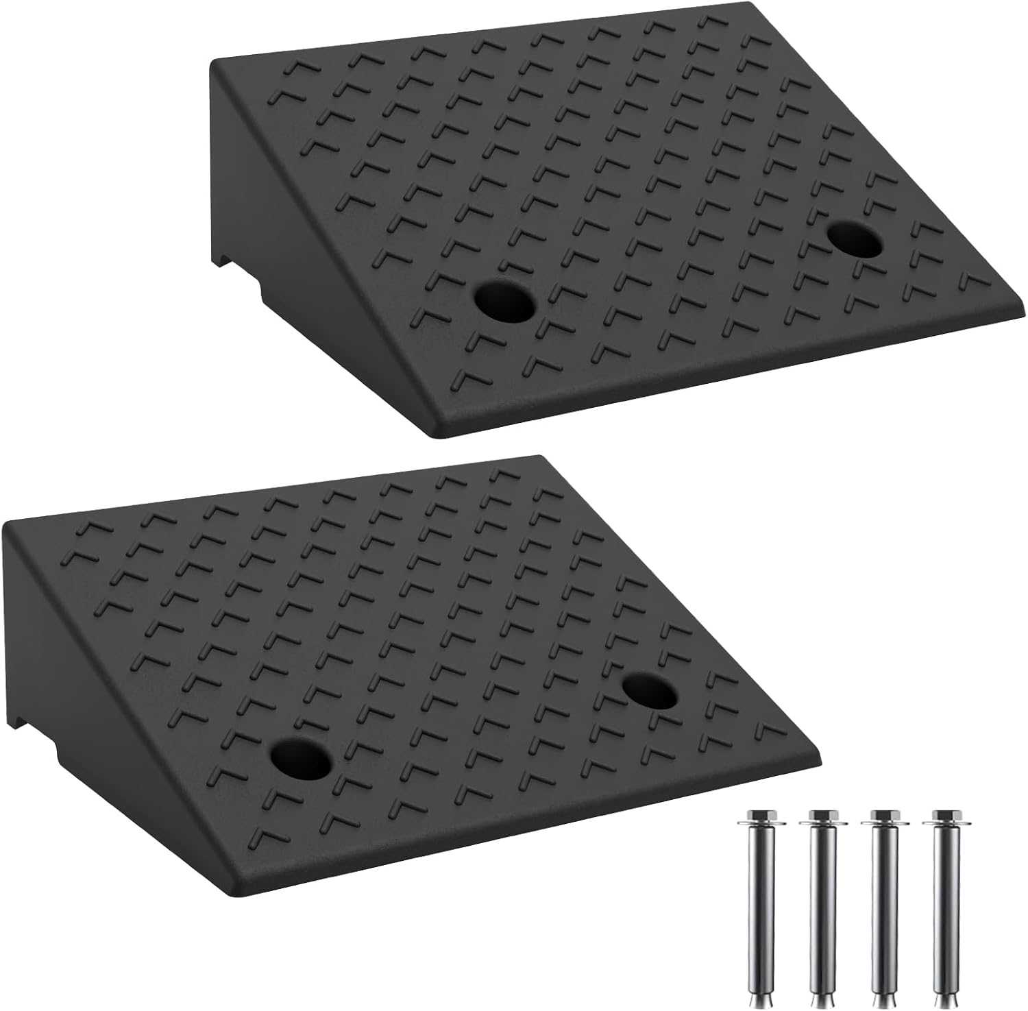 Heavy Duty Rubber Curb Ramp,2 PC 6.3" Rise Height,3 Tons(6600 LB) Capacity,Sidewalk Threshold Driveway Curb,Slope Ramps for Dock Bike Vehicle Wheelchair Warehouse Motorcycle (6.3 inch Height)
