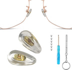 Mr.ZzjOOj Soft Silicone Eyeglass Nose Pads, 6 Pairs Screw-in Metal Core Air Chamber Glasses Nose Pads, Nose Pad Repair Kit with Micro Screw and Screwdriver (Gold)