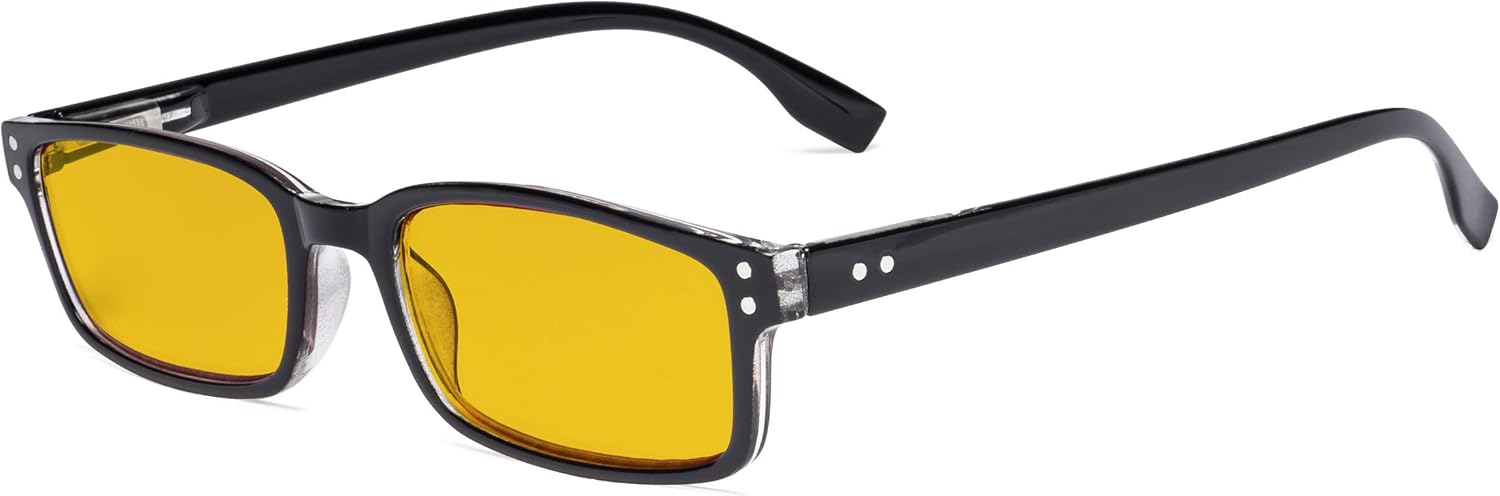 Eyekepper Classical Rectangular Frame Spring-Hinges Computer Reading Glasses Readers Orange Tinted Lenses Eyeglasses