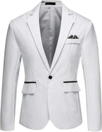 Men's Casual Suit Jacket Slim Fit One Button Notched Lapel Business Daily Lightweight Blazer Jacket