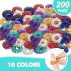 200 Pcs Acupressure Rings Fidget Spiky Sensory Finger Massager Ring Stress Relief Fidget Sensory Toys Anxiety Relief Toys Stress Reducer for Men, Women(Classic Color)