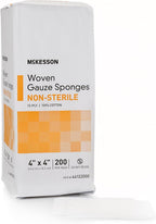 McKesson Non-Sterile Gauze Pads 4x4 Inch (200 Count) - 12-Ply 100% Cotton Non-Sterile Woven Sponges for Wound Care & First Aid - Highly Absorbent & Breathable Medical Supplies