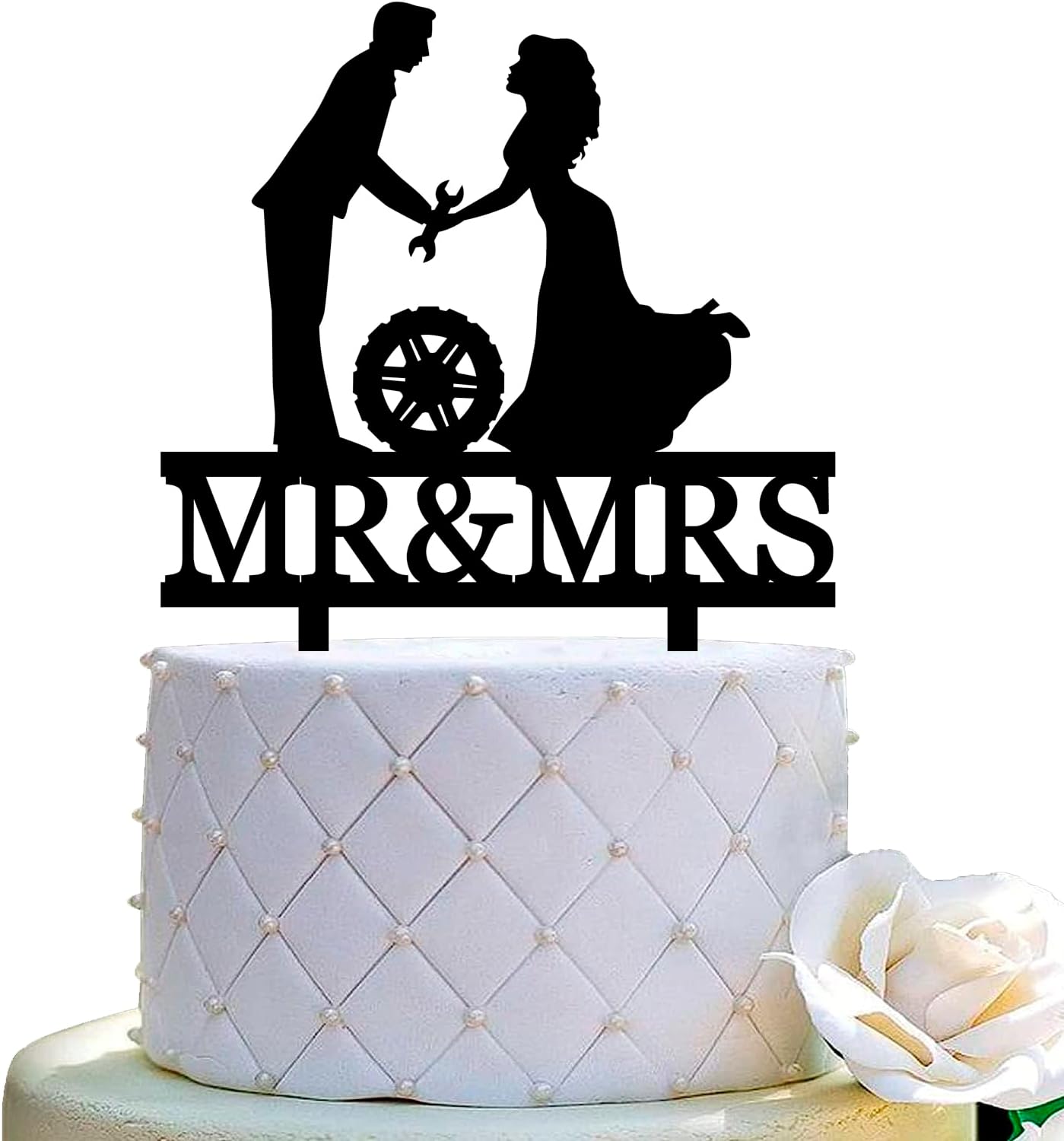 Repairman Wedding Cake Topper Car Repairman Couple Cake Topper Wrench Tools Mr&Mrs Wedding Cake Topper