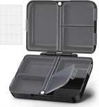 AUVON Daily Pill Organizer Fit with Your Purse or Pocket, Compact Travel Pill Box Case with Slim Folding Design and Long-Lasting Hinges to Hold Vitamin, Fish Oil, Supplement or Jewelry(Black)