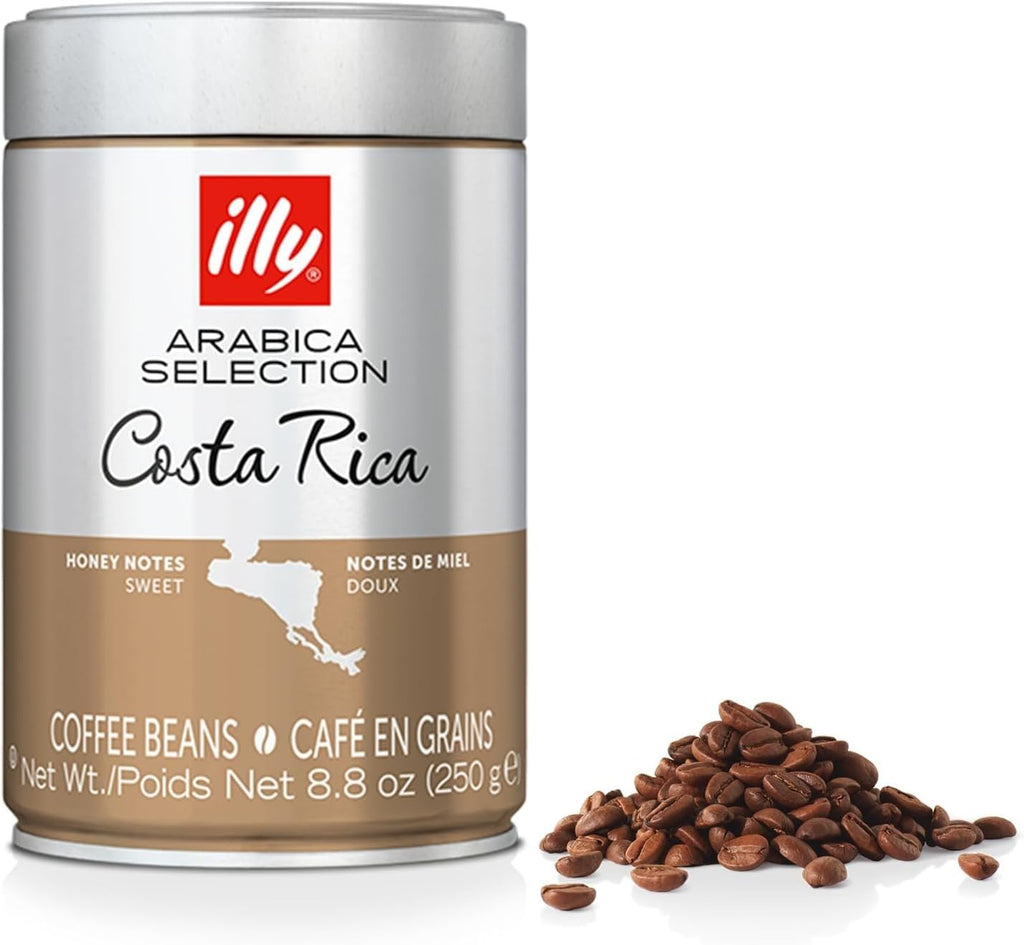 illy Whole Bean Coffee - Perfectly Roasted – Costa Rica Medium Roast - with Notes of Honey, Vanilla & Citrus - 100% Arabica Beans - No Preservatives – 8.8 Ounce
