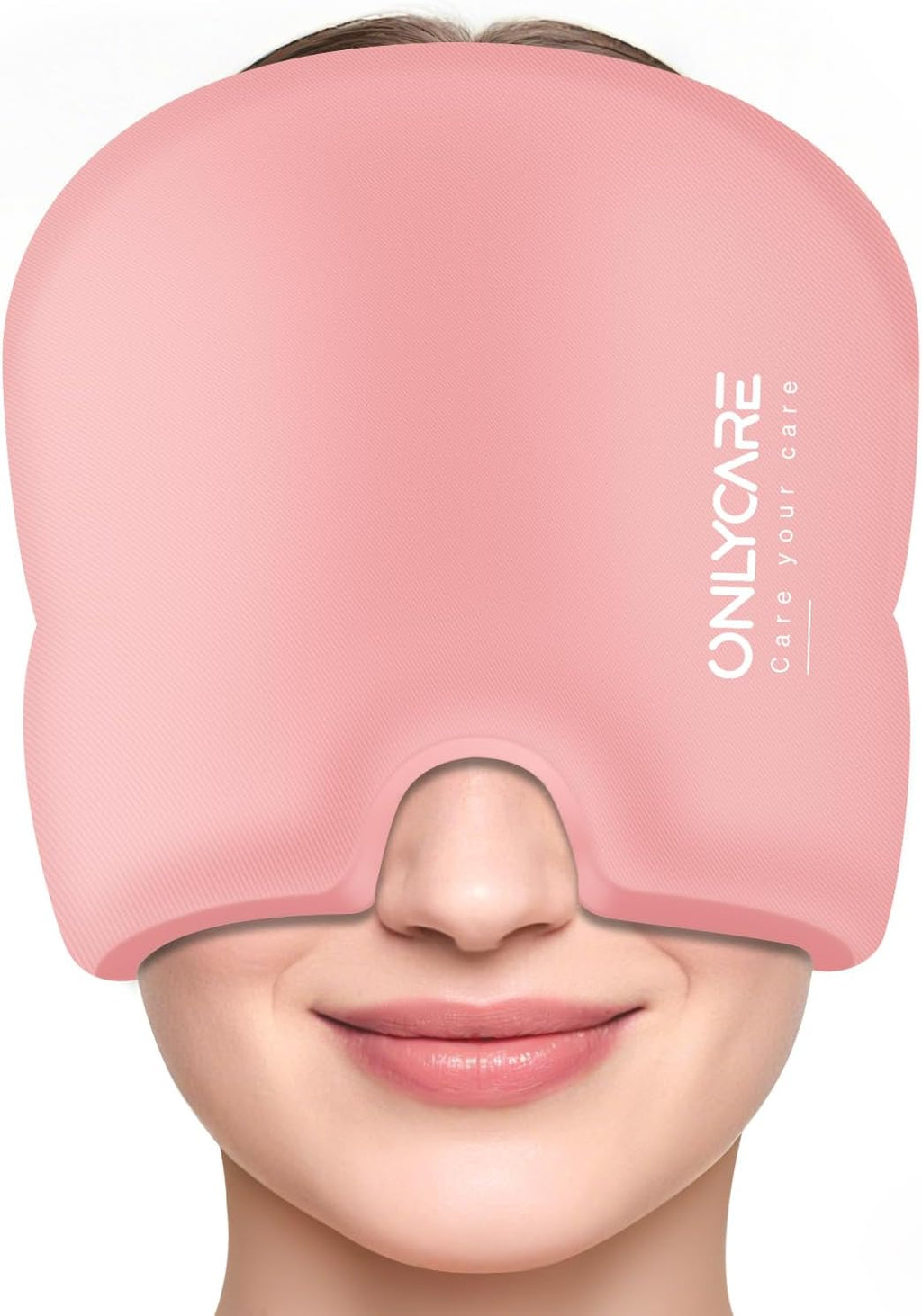 ONLYCARE Migraine Relief Cap, Upgraded Odorless Migraine Ice Head Wrap, Headache Relief Hat for Migraine, Slight-Pink