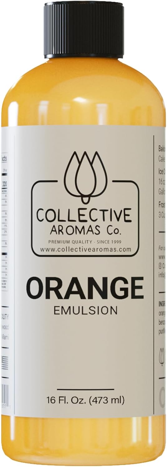 Orange Emulsion for Baking - Natural Flavoring Blend for Cookies, Cakes, Ice Cream, Smoothies, Beverages & More - 16 fl oz Kosher, Pure Orange Emulsion by Collective Aromas Co.