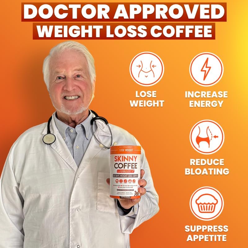 Skinny Coffee Super Boost Weight Loss Coffee, Belly Fat Burner for Women & Men, Sugar-Free Keto Vegan, Reduces Bloating, Supports Energy & Metabolism, Appetite & Cravings Control (30 Servings)