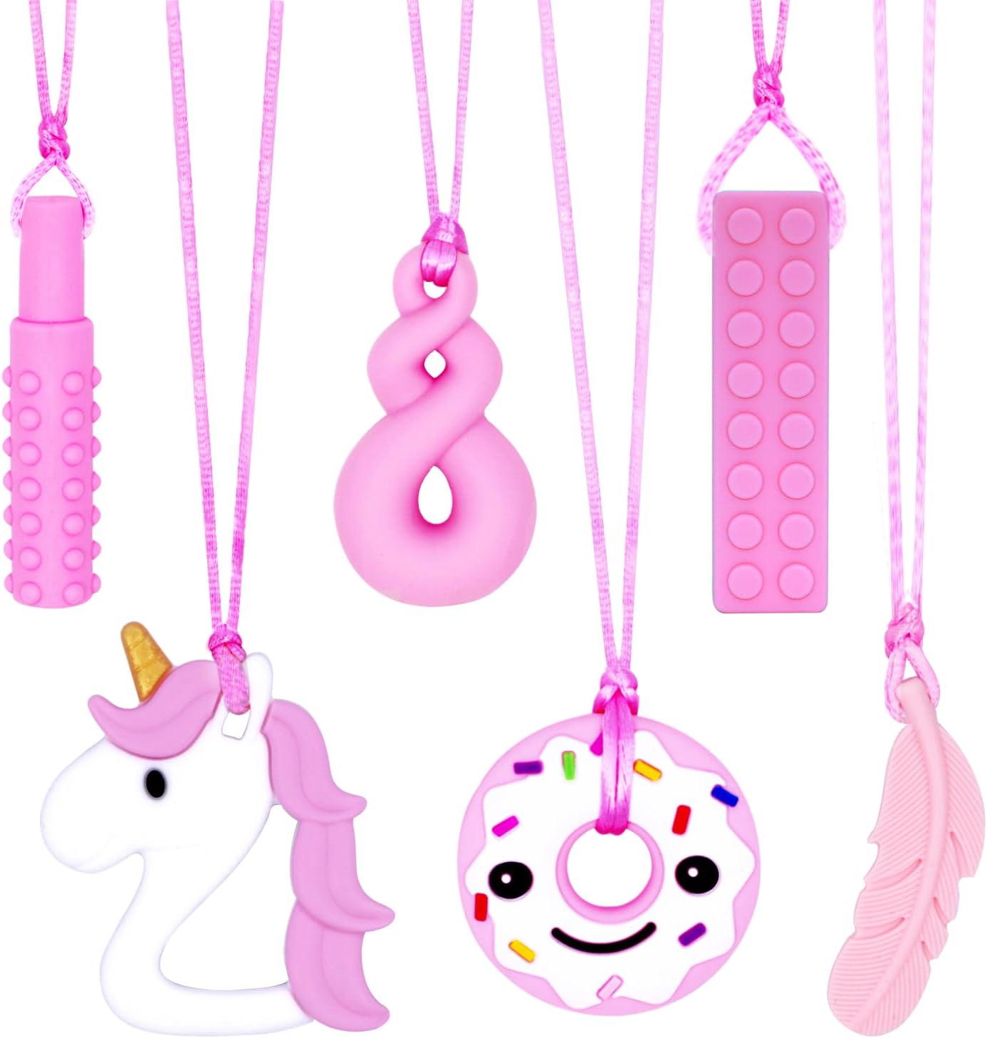 Chew Necklaces for Sensory Girls, Chewy Necklace Sensory Toys for Kids with Autism, ADHD,SPD, Chewing, Teething or Special Needs, Oral Sensory Chew Toys for Kids Adult Reduce Anxiety Fidgeting