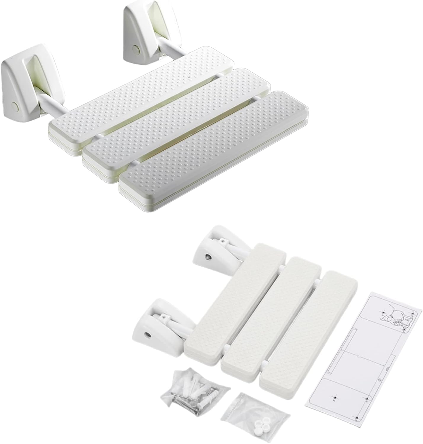 Pilarmuture Folding Shower Seat Wall Mounted,ABS Durable Slip Proof Shower Seat for Inside Shower,Bathroom Stool Chair,Save Space,Fold Down Shower Seat Shower Chair for Elderly,Pregnant(White)
