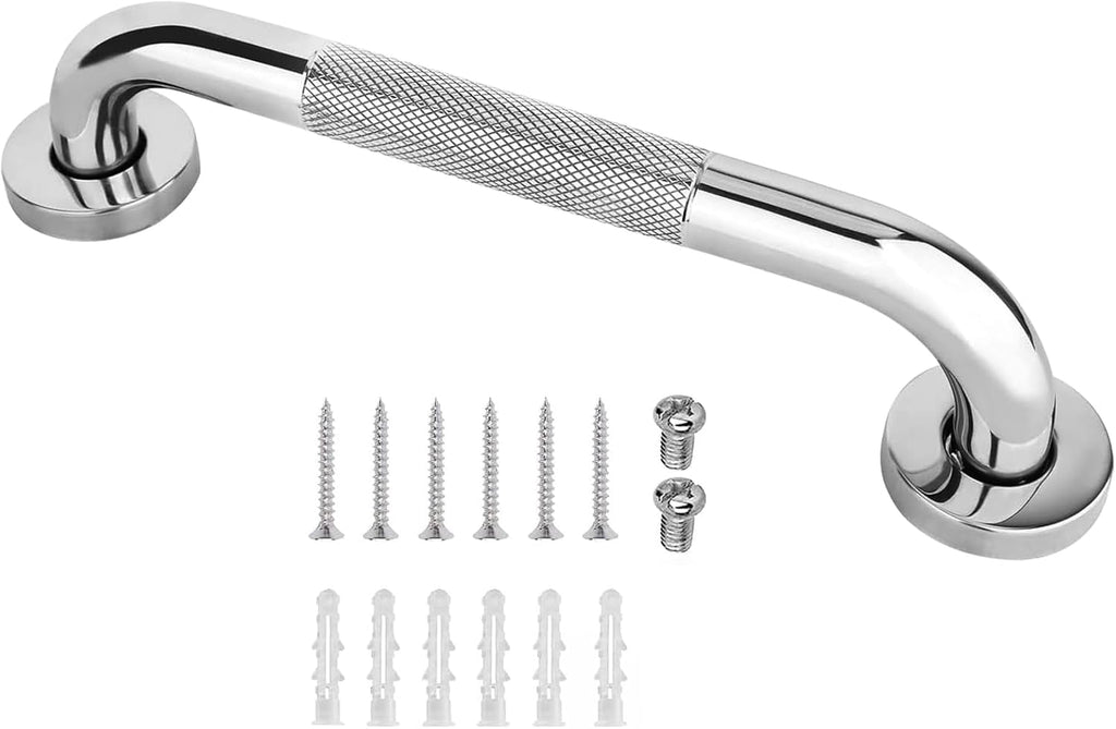 Grab Bars for Shower, 12-Inch Anti Slip Shower Handles for Elderly, Safety Shower Grab Bar, Stainless Steel Handicap Grab Bars for Bathroom(Silver)