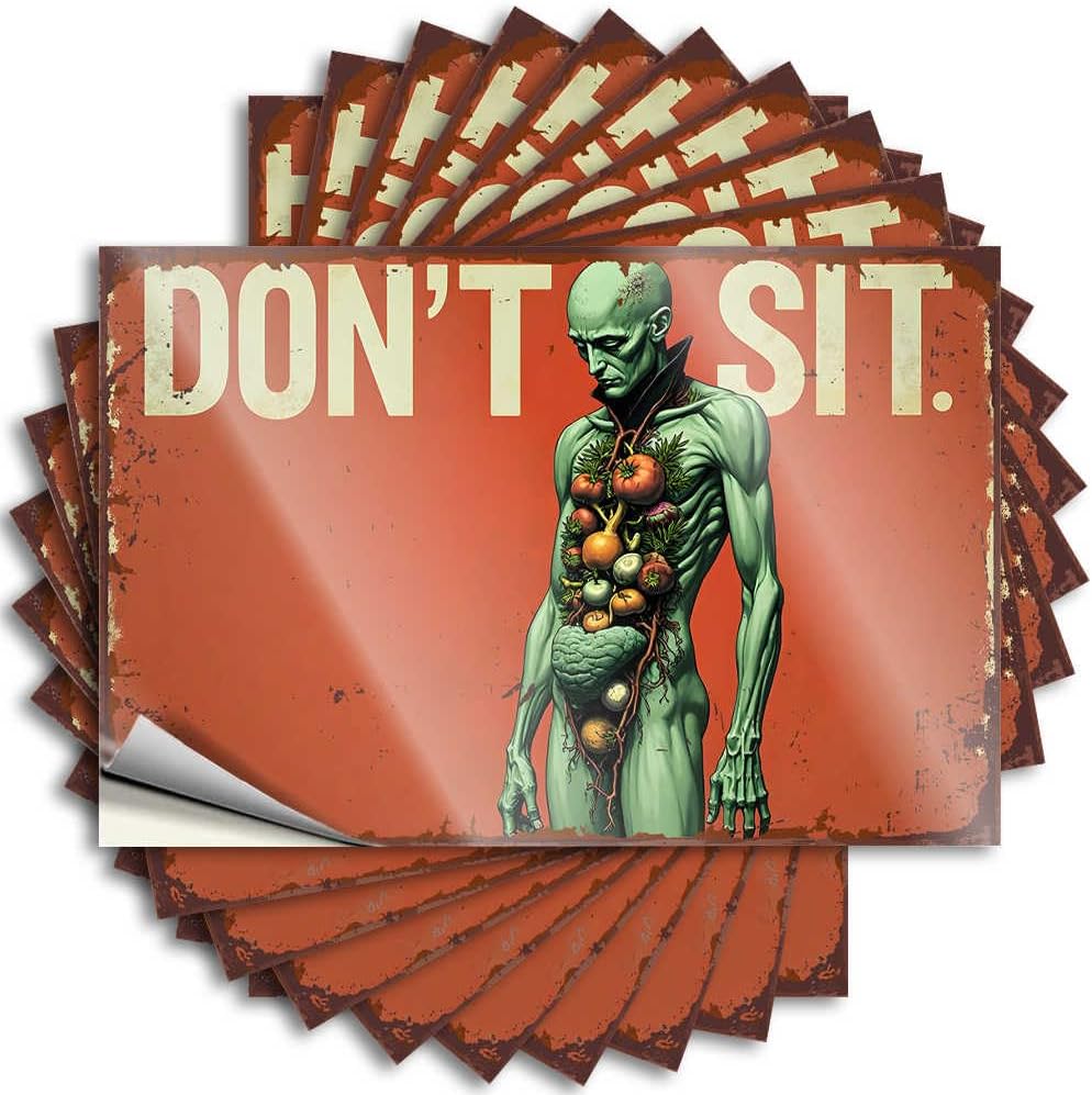 Car Stickers and Decals Stay Active: The Warning of A Fruit-Infused Zombie Stickers 10Pcs Bar Accessories Man Cave Stickers for Your Car(6X9CM)