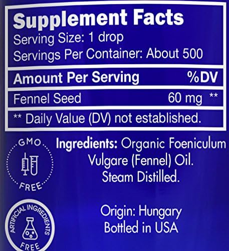 Organic, Fennel Essential Oil, Food Grade – 100% Pure, Fennel Oil, by Zongle Therapeutics, 1 OZ
