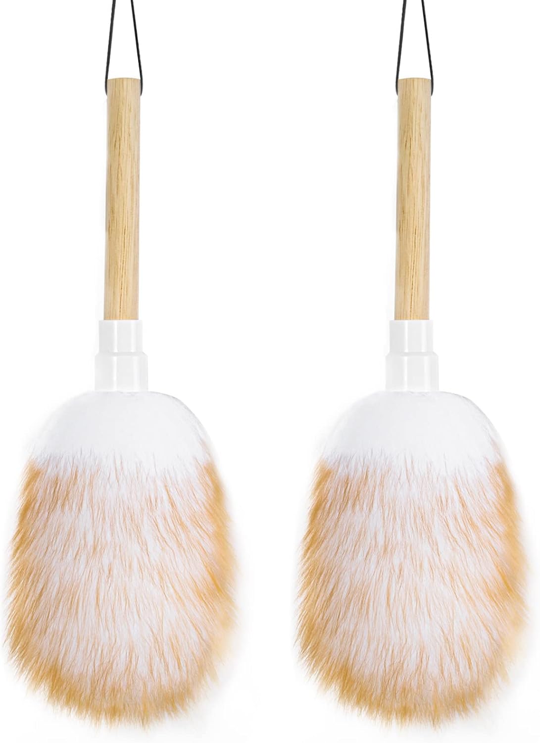 Feather Duster, Lambswool Duster for Cleaning Set of 2, Wooden Handle with Hanging Rope, Washable Reusable Small Hand Duster for Cleaning Wall Plant Desk, Blind Cleaner Duster Tool