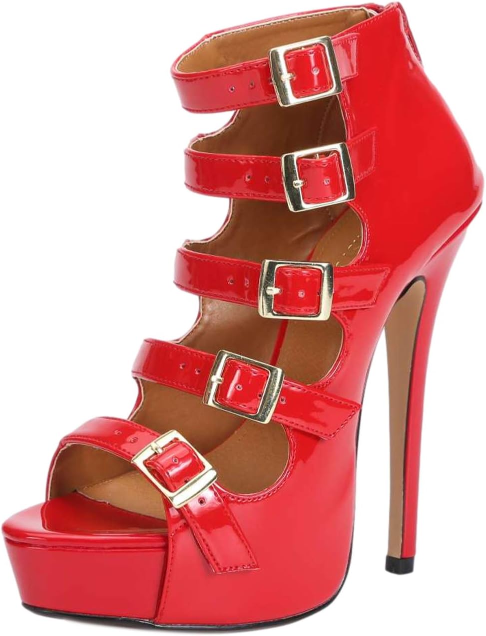 MAIERNISI JESSI Unisex Men's Women's Gladiator Platform Sandals, Buckle Parallel Straps, Stiletto High Heel, 6.3 Inch Heel Summer Ankle Boots