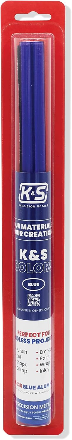 K&S Precision Metals Aluminum Crafting Foil, Two-Sided Blue/Silver, 6035 – 0.004" Thick (36 Ga) x 12" Wide x 24" Long (1 Roll) – DIY Crafts, Repairs, Home Décor, Made in USA