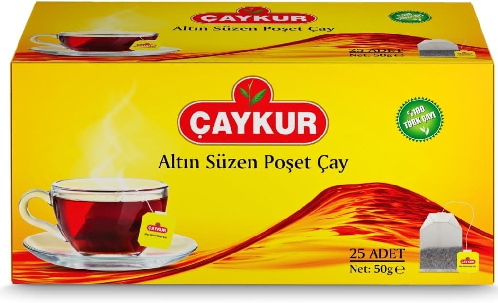 ÇAYKUR Black Tea Bags, Altın Suzen Turkish Tea, Individually Wrapped Cup Brew Bags, Bright Red Color, Best Turkish Loose-Leaf Flavor, 25 Tea Bags (50g / 1.76 oz)