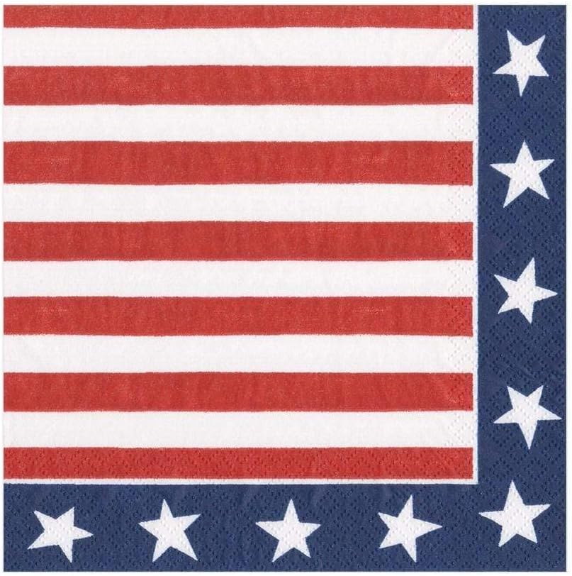 Caspari Red, White & Blue Paper Luncheon Napkins - 40 Count