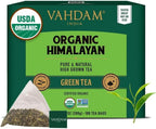VAHDAM, Organic Himalayan Green Tea (100 Count) High Grown, Non GMO, Gluten Free, Low Caffeine | Earthy & Smooth | Resealable & Plant-Based Pyramid Tea Bags