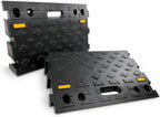 4" high 2-Piece Portable Automotive Curb Ramp, Heavy-Duty Plastic Threshold Ramp Track Interlocking Step Ramp Structure 6600 Lbs Load Capacity for Cars, Wheelchairs, Bikes, Motorcycles